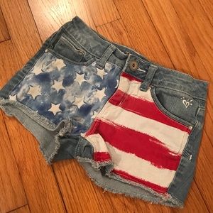 Justice Girls American Flag Denim Shorts 10R